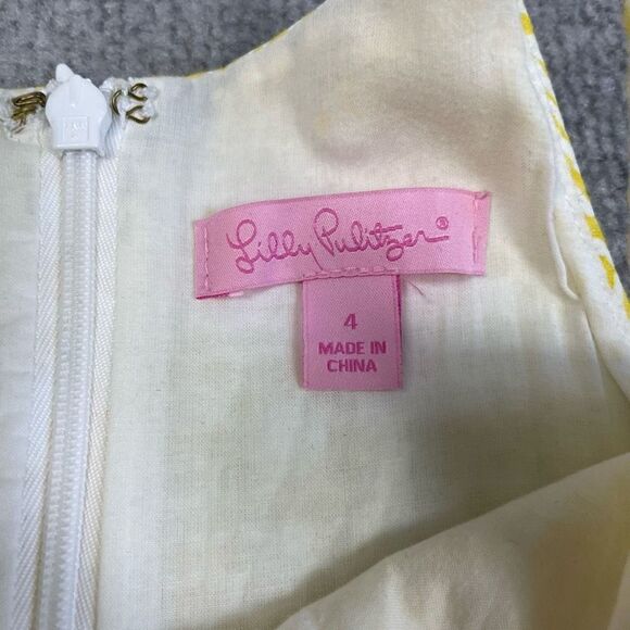 Lilly Pulitzer Women’s 2 Yellow White Lace Panel Halter Style Mini Dress - Picture 4 of 4